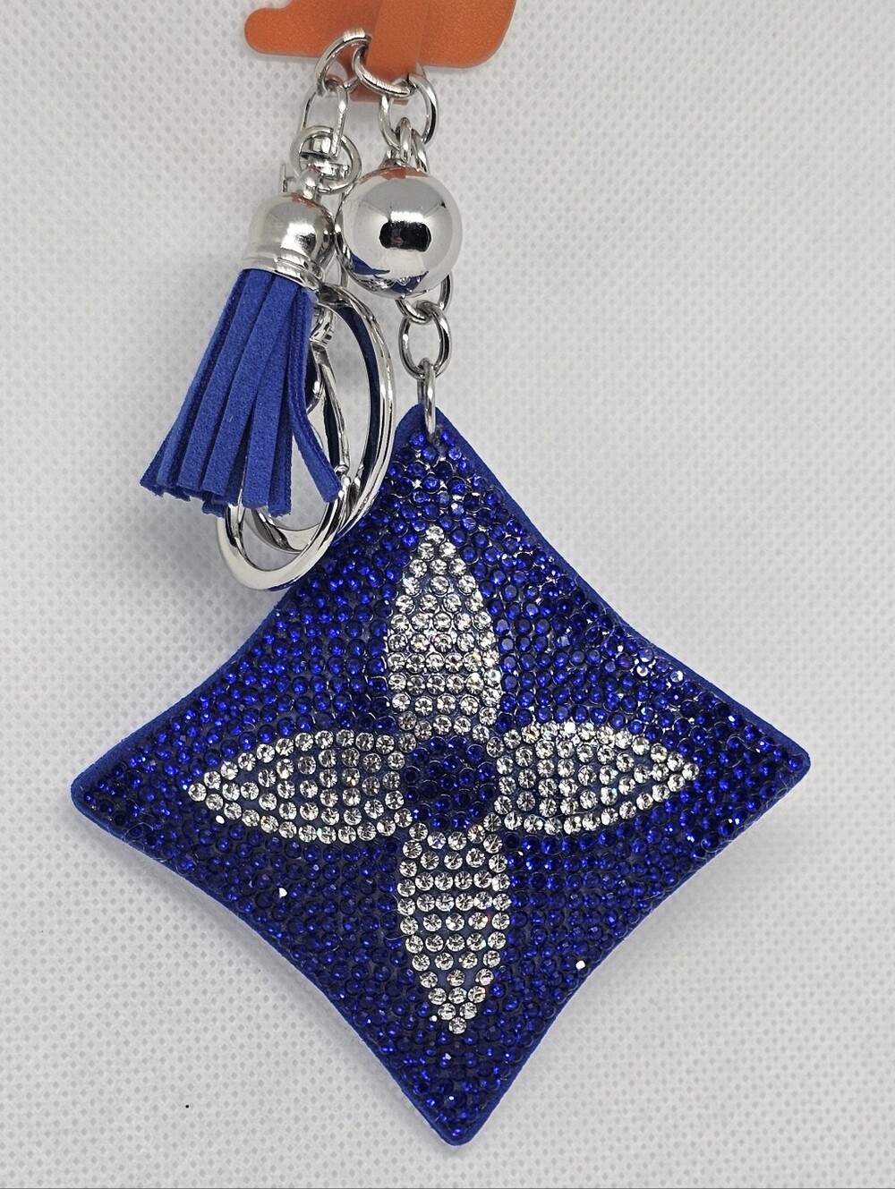 Blue Rhinestone Monogram Bag/Key Charm